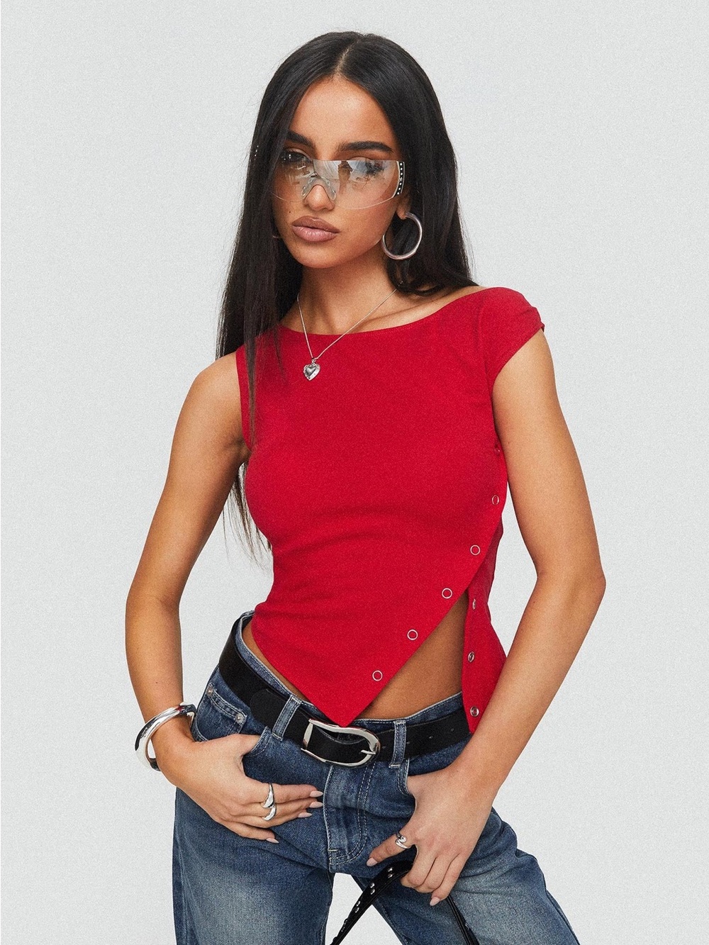 Princess Polly Red Asymmetrical Top